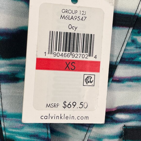 NEW Calvin Klein Womens XS Button Up Blouse Abstract Print Shirt Top - Picture 4 of 9